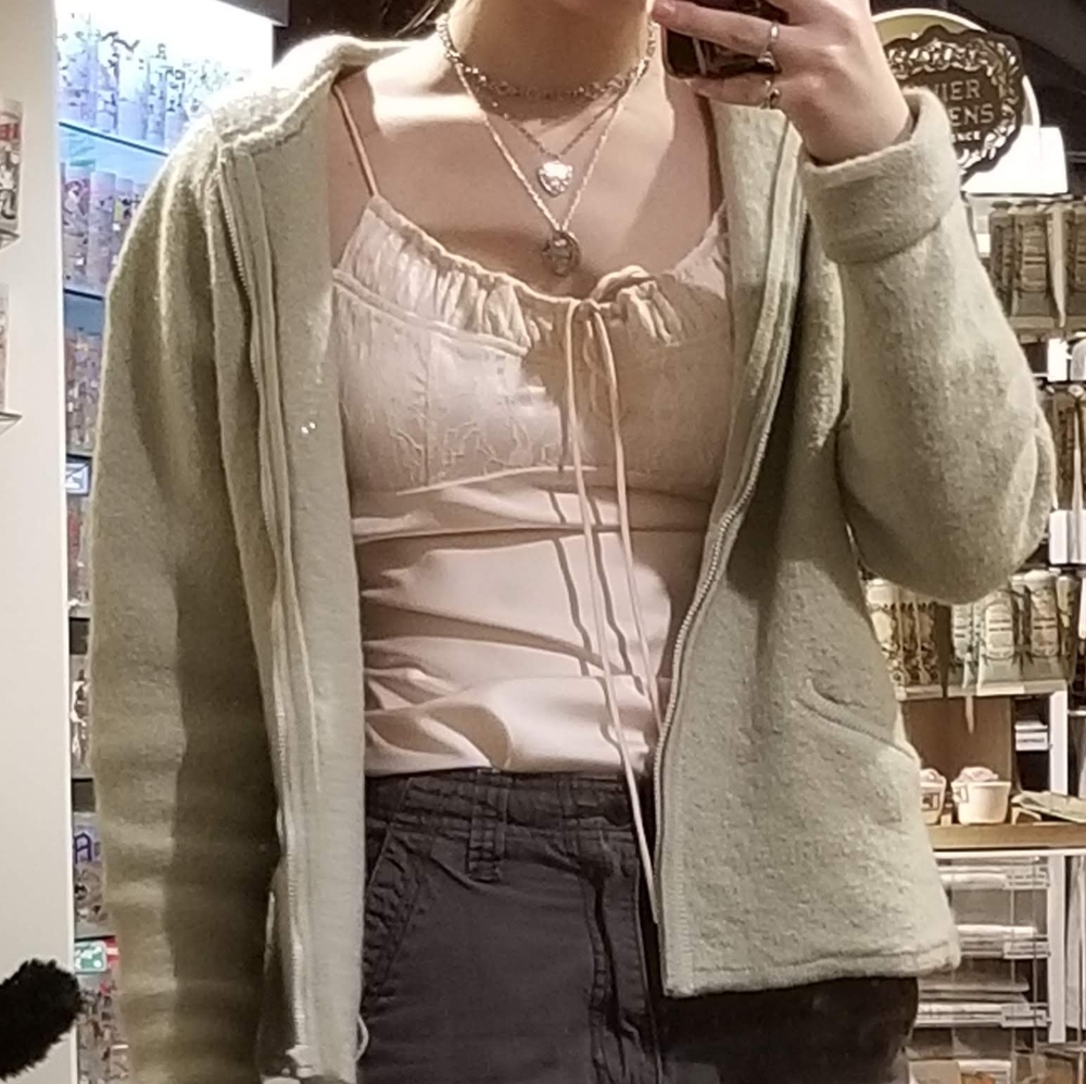 Light green wool zip up
